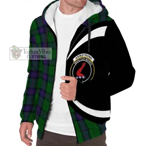 Armstrong Tartan Sherpa Hoodie with Family Crest Circle Style