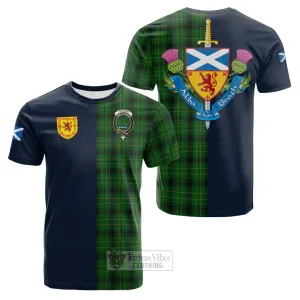 Arthur Highland Tartan Cotton T-shirt Alba with Scottish Lion Royal Arm Half Style