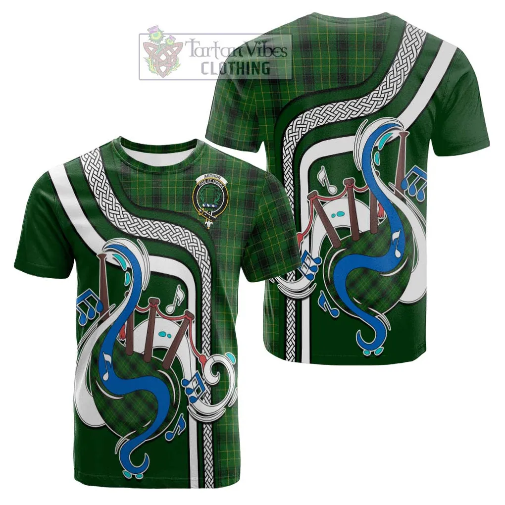 Arthur Highland Tartan Cotton T-shirt with Epic Bagpipe Style