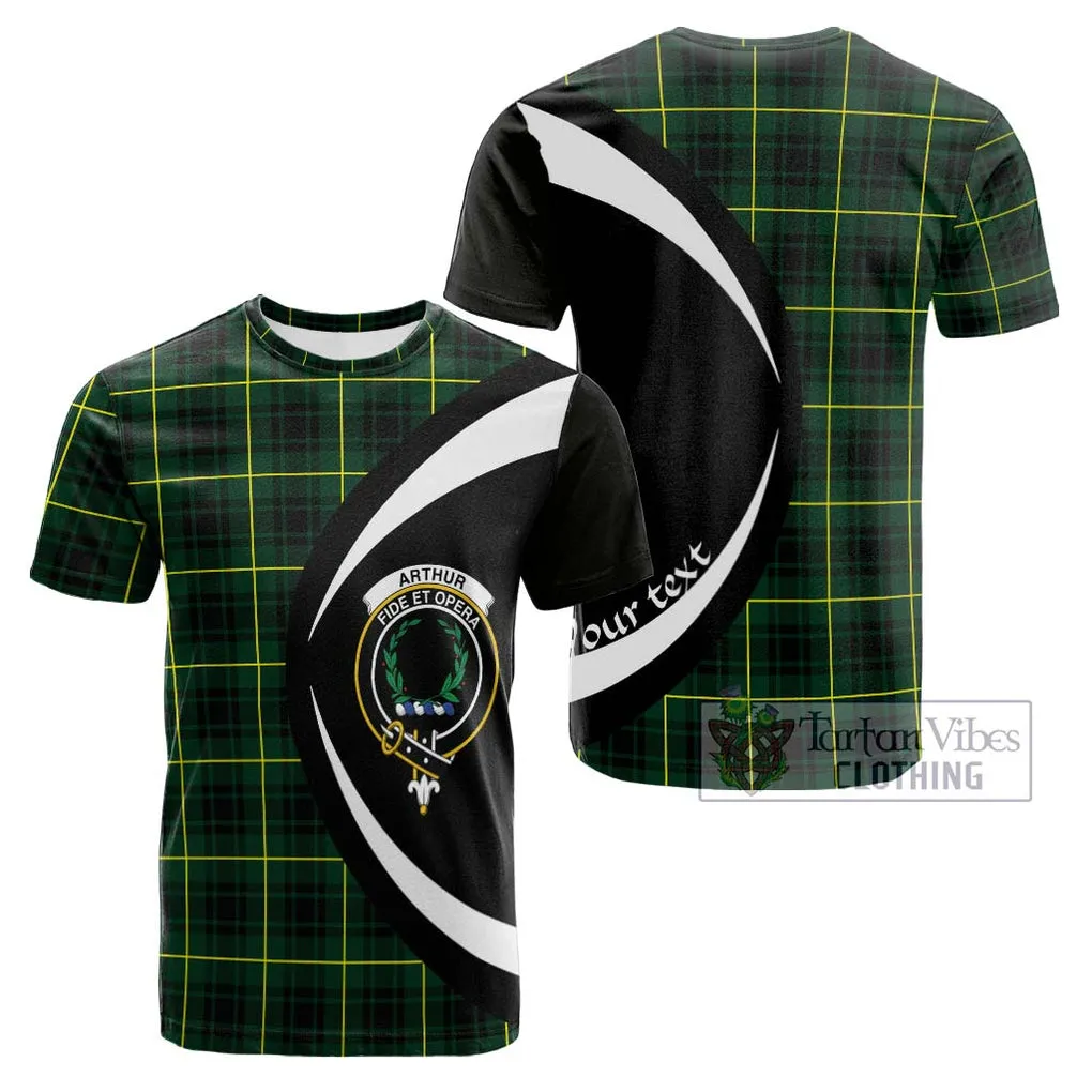 Arthur Modern Tartan Cotton T-shirt with Family Crest Circle Style