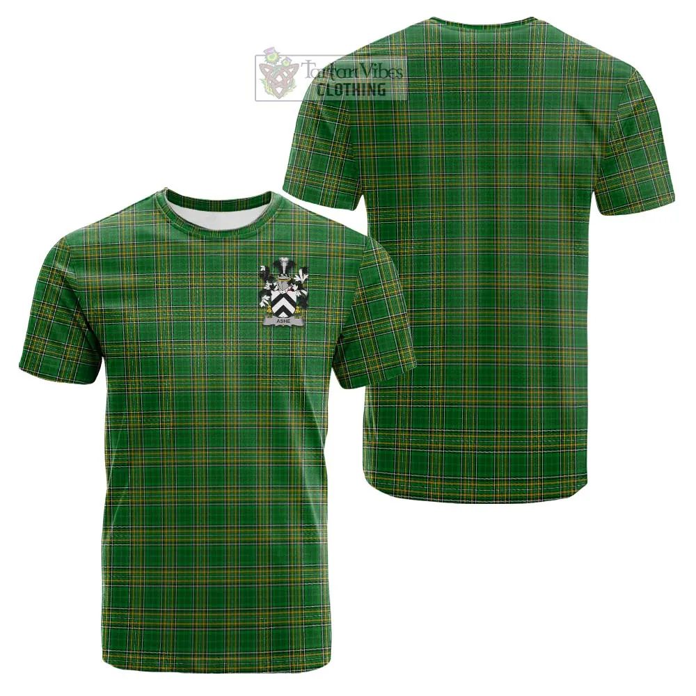 Ashe Irish Clan Tartan Cotton T-shirt with Coat of Arms