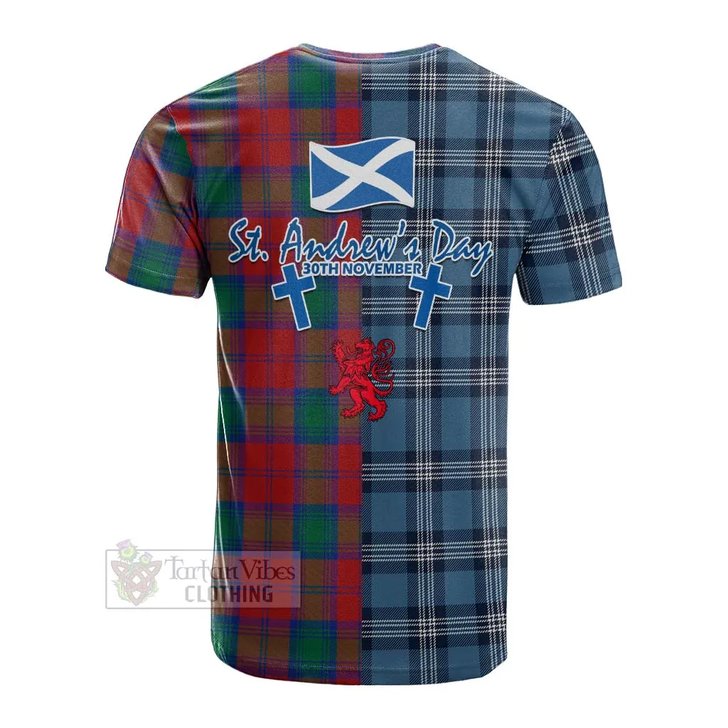 Auchinleck (Affleck) Tartan Cotton T-shirt Happy St. Andrew's Day Half Tartan Style