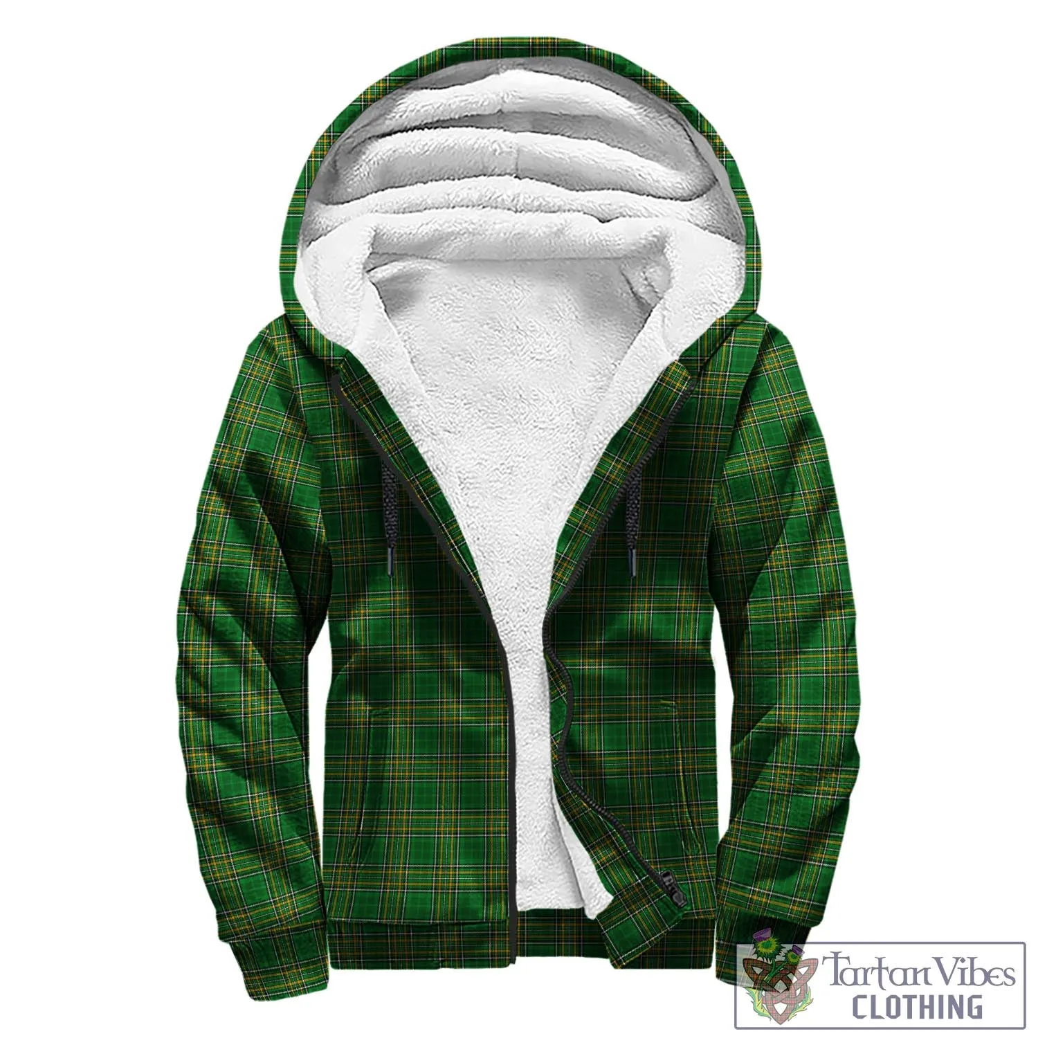 Auchmuty Irish Clan Tartan Sherpa Hoodie with Coat of Arms