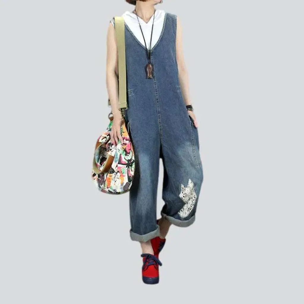 Baggy street denim jumpsuit for ladies