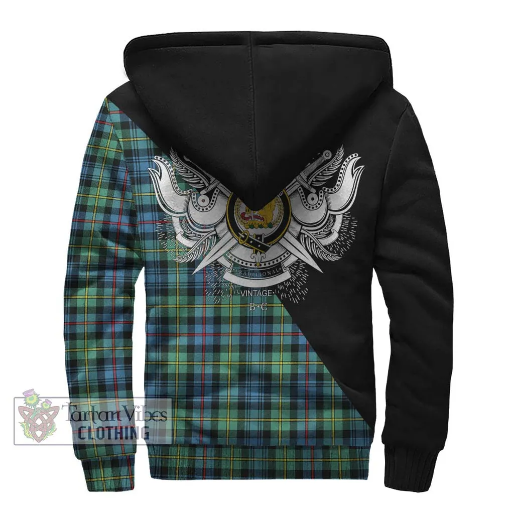 Bailey Ancient Tartan Sherpa Hoodie with Family Crest and Military Logo Style