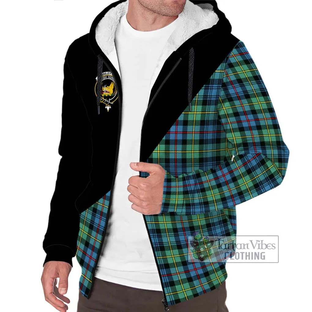 Bailey Ancient Tartan Sherpa Hoodie with Family Crest and Military Logo Style