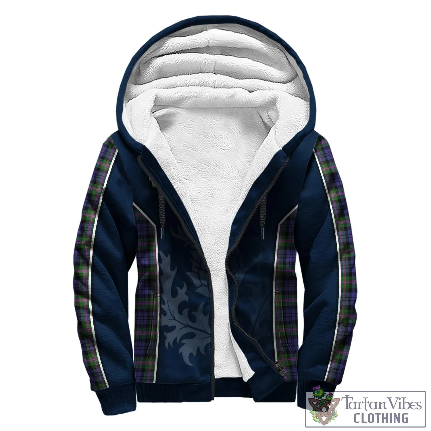 Baird Modern Tartan Sherpa Hoodie with Family Crest and Scottish Thistle Vibes Sport Style