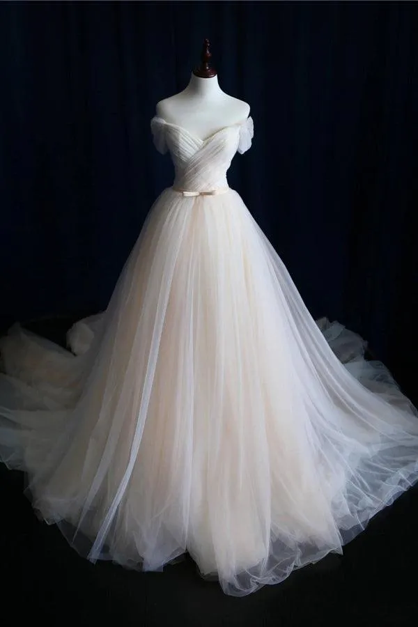 Ball Gown Tulle Sweetheart Lace up  Bowknot Wedding Dresses WD200