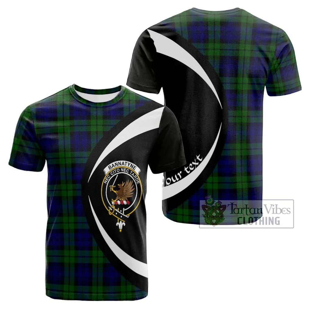 Bannatyne Tartan Cotton T-shirt with Family Crest Circle Style