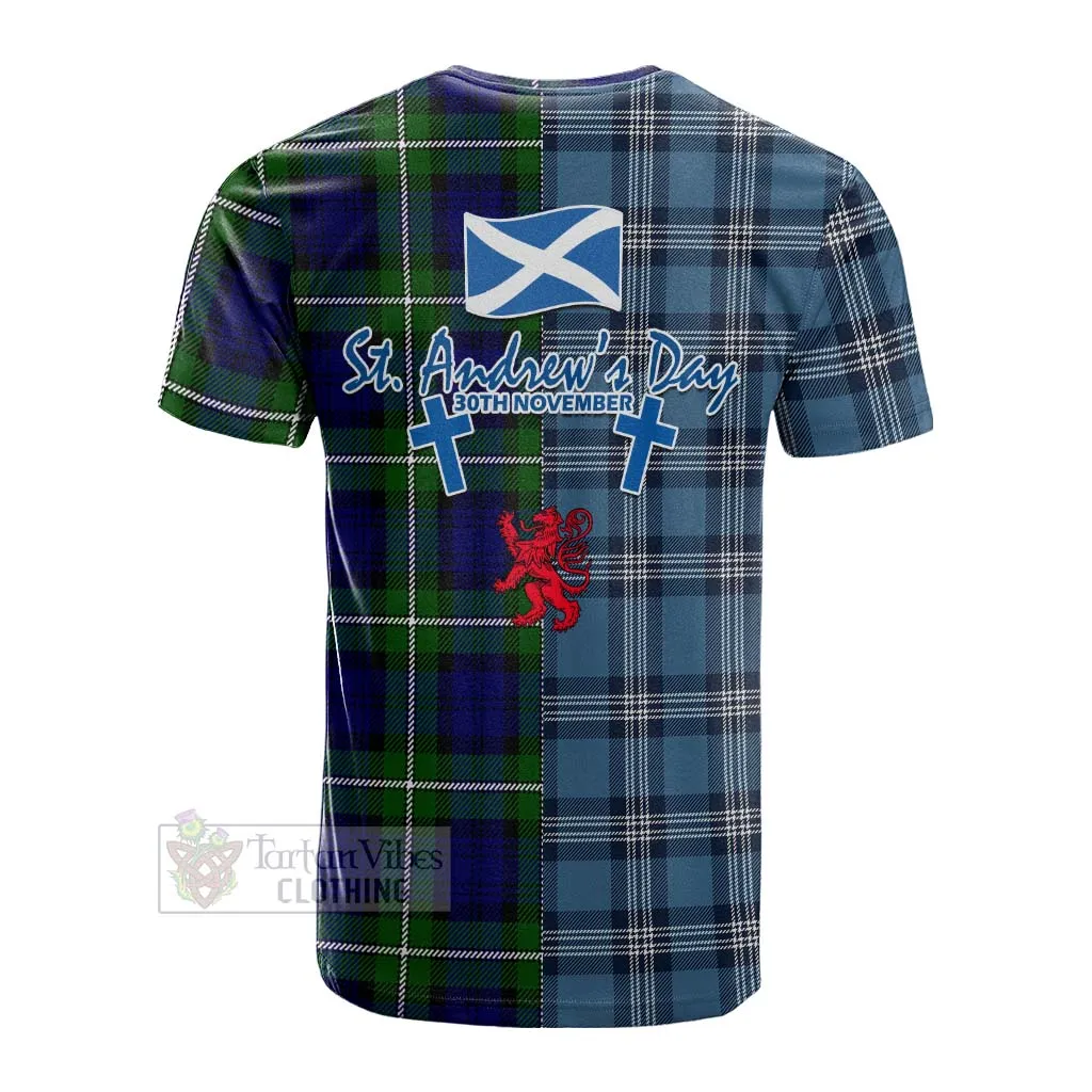 Bannerman Tartan Cotton T-shirt Happy St. Andrew's Day Half Tartan Style