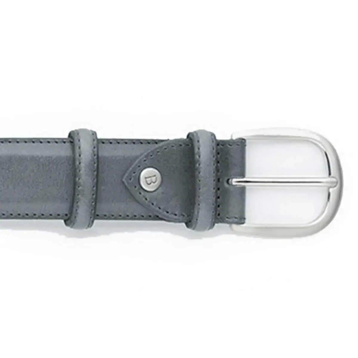 BARKER Plain Leather Belt - Mens - Grey Hand Painted