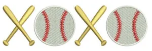 Baseball Bats and ball XOXO Machine Embroidery Digitized Design Filled Pattern - Instant Download - 4x4 , 5x7, 6x10