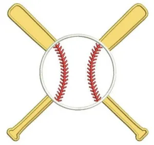 Baseball Bats Crossed in the middle Applique with a baseball Design Machine Embroidery Digitized Pattern - Instant Download - 4x4 , 5x7,6x10