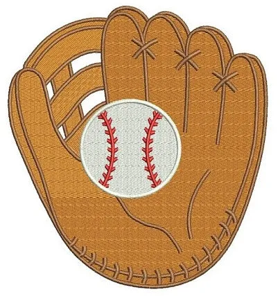 Baseball Mitt (Glove) with a ball Machine Embroidery Digitized Filled Design Pattern - Instant Download - 4x4 , 5x7, 6x10