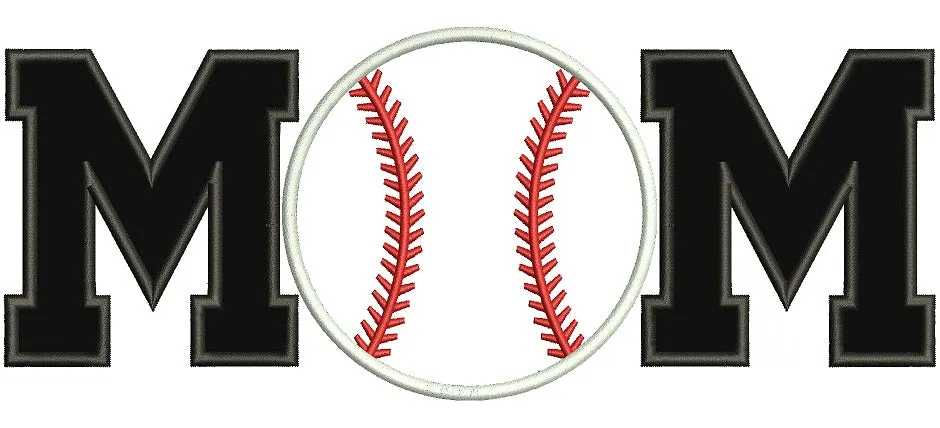 Baseball Mom Sports Applique Machine Embroidery Digitized Design Pattern