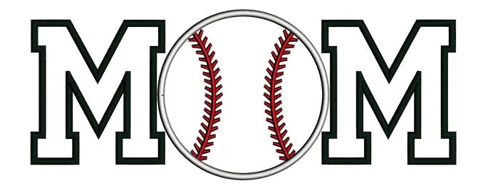 Baseball Mom Sports Applique Machine Embroidery Digitized Design Pattern