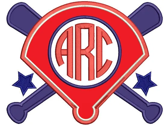 Baseball Monogram Two Bats And The Base Applique Machine Embroidery Design Digitized Pattern