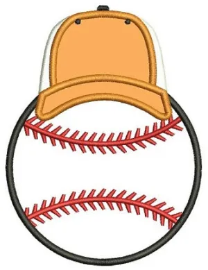 Baseball with a Hat Applique Machine Embroidery Digitized Design Pattern - Instant Download - 4x4 , 5x7, and 6x10 -hoops