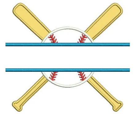 Baseball with Bats Split Applique with a baseball Design Machine Embroidery Digitized Pattern - Instant Download - 4x4 , 5x7, 6x10