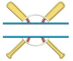 Baseball with Bats Split Applique with a baseball Design Machine Embroidery Digitized Pattern - Instant Download - 4x4 , 5x7, 6x10