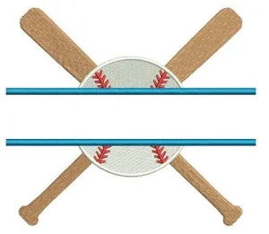 Baseball with Bats Split with a baseball Design Filled Machine Embroidery Digitized Pattern - Instant Download - 4x4 , 5x7, 6x10