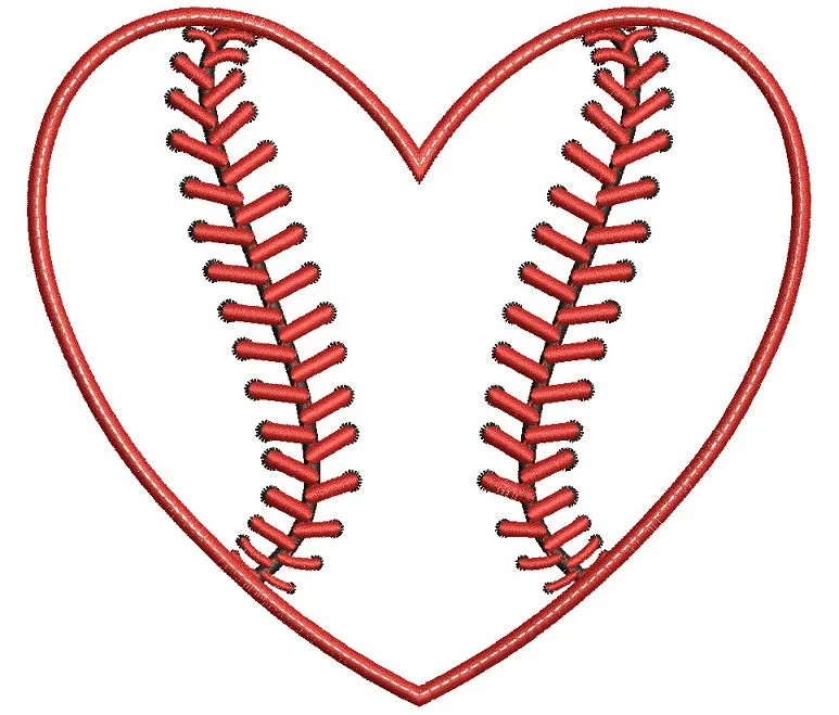 Baseball with Bean Stitch Sports Applique Machine Embroidery Digitized Design Pattern