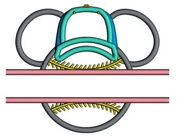 Baseball with what looks like Minnie Mouse Ears Split Applique Machine Embroidery Digitized Pattern- Instant Download - 4x4 ,5x7,6x10 -hoops