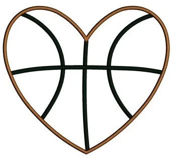 Basketball Heart Applique Machine Embroidery Digitized Design Pattern - Instant Download - 4x4 , 5x7, 6x10