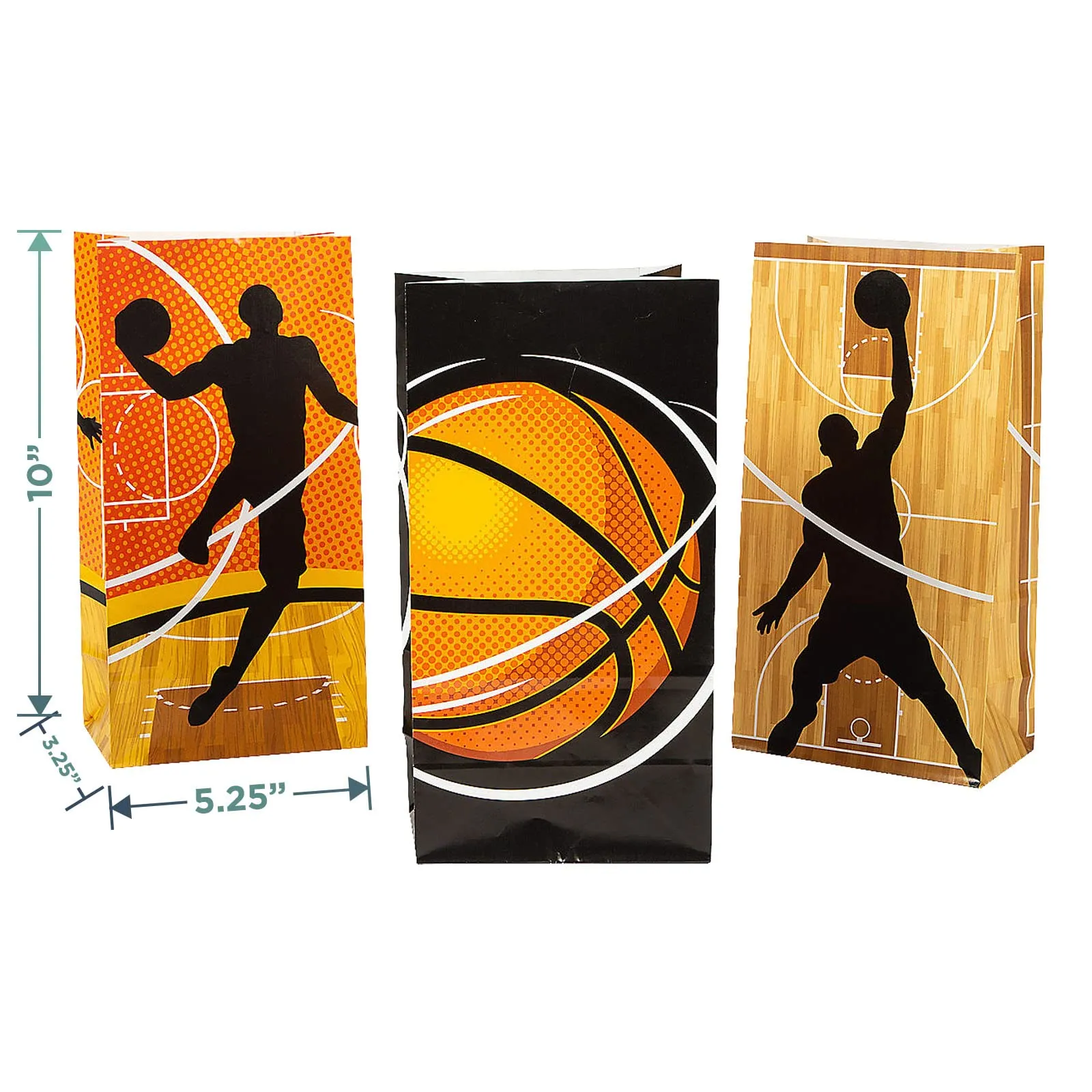 Basketball Party Favors - Paper Goody Bags Mini Foam Basketballs, and Basketball Whistles for 12 Guests