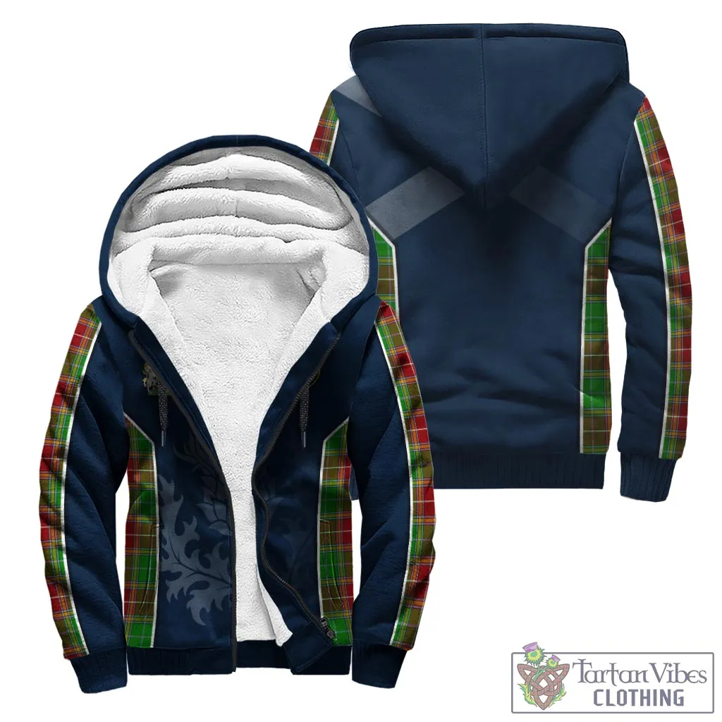 Baxter Modern Tartan Sherpa Hoodie with Family Crest and Scottish Thistle Vibes Sport Style