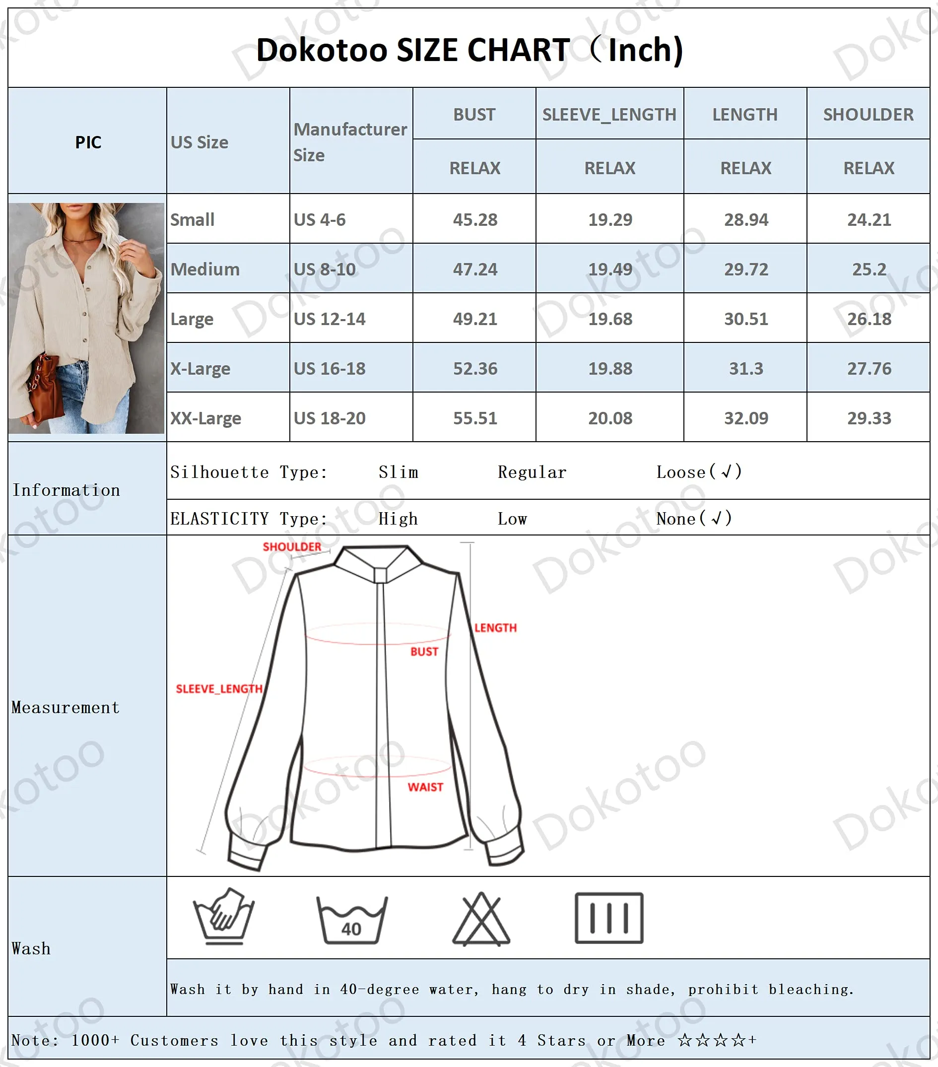 Beige Womens Corduroy Button Down Shirts Boyfriend Long Sleeve Oversized Blouses Tops - Dokotoo