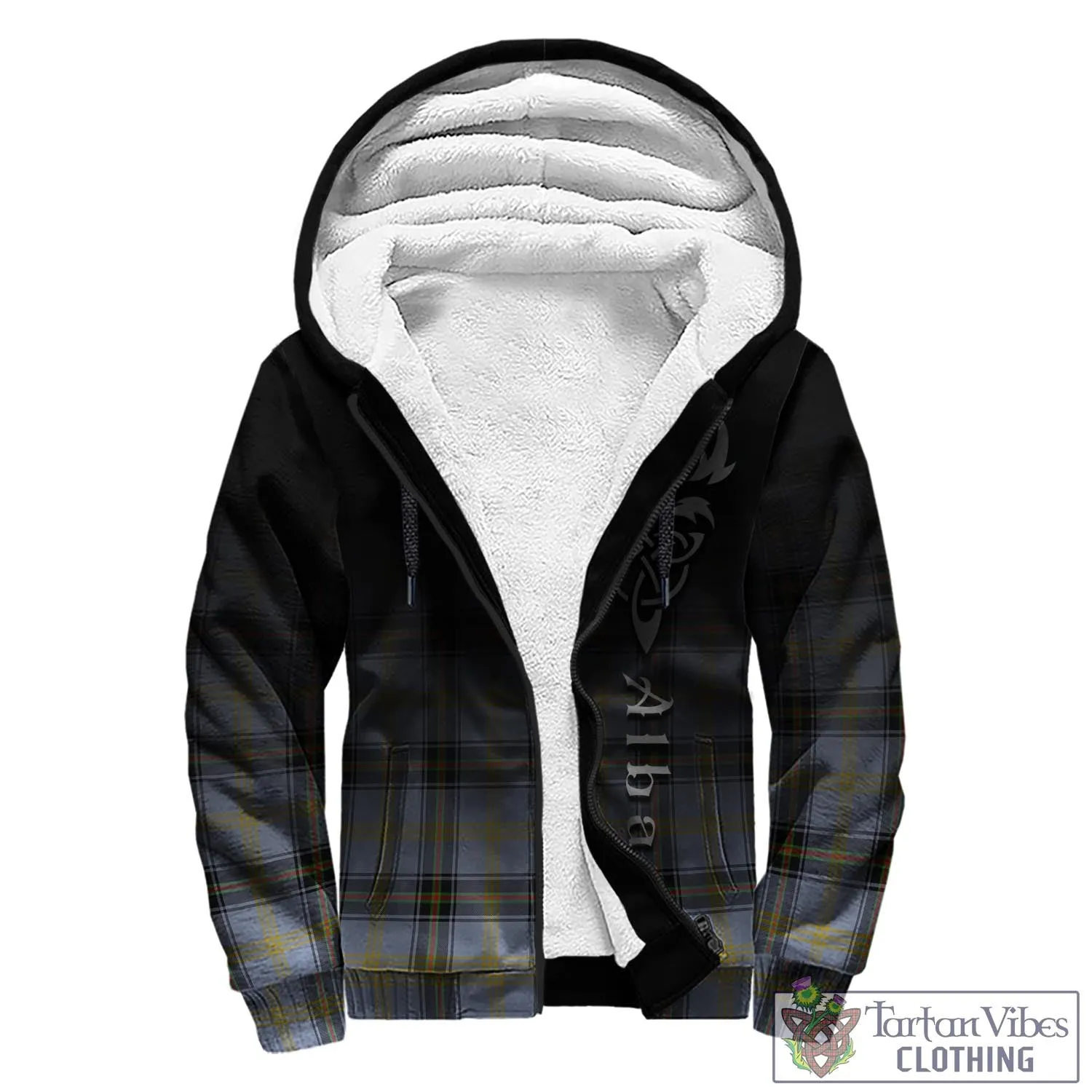 Bell Tartan Sherpa Hoodie Featuring Alba Gu Brath Family Crest Celtic Inspired