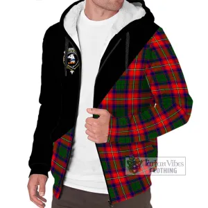 Belsches Tartan Sherpa Hoodie with Family Crest and Military Logo Style