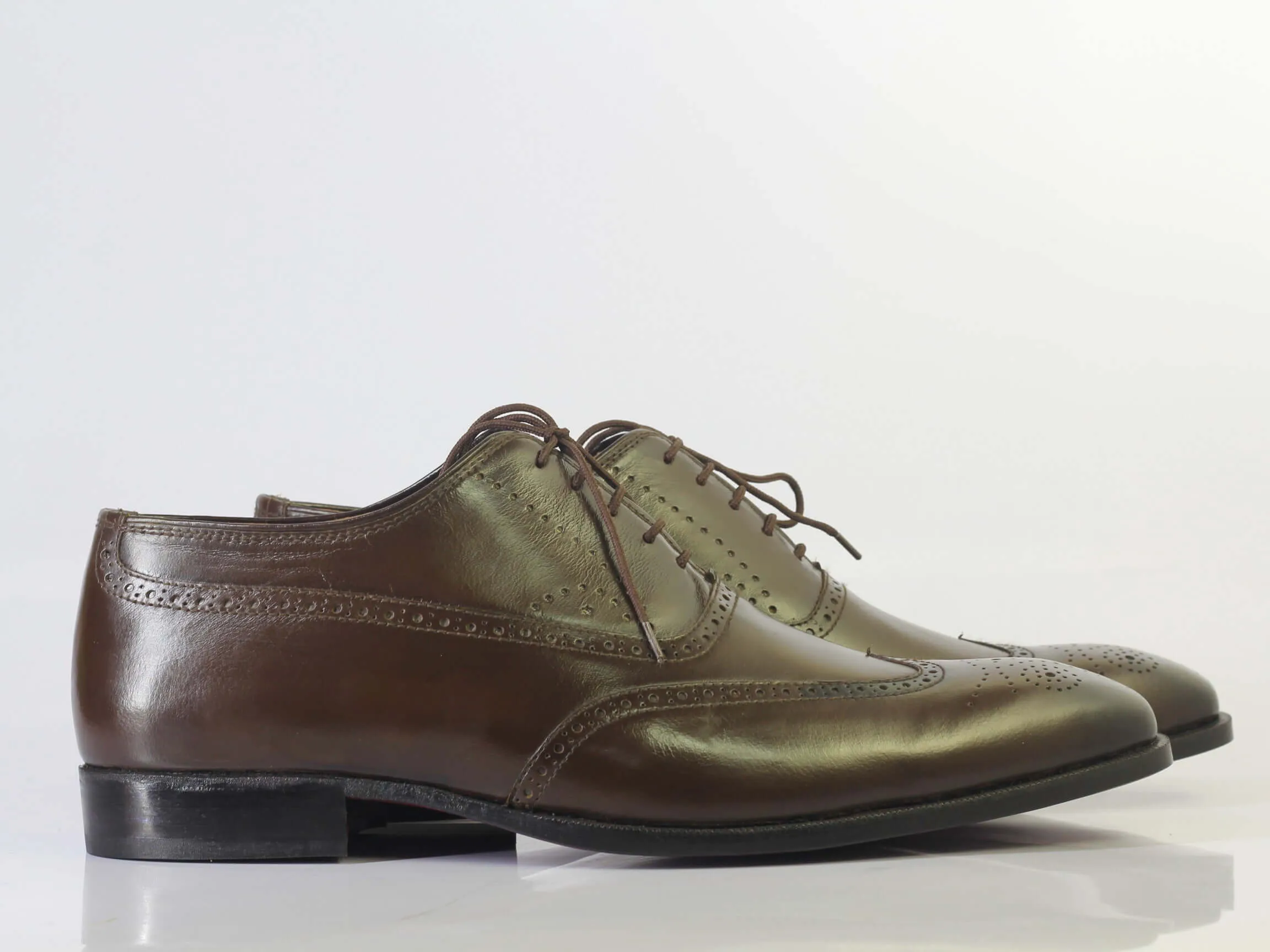 Bespoke Brown Wing Tip Brogue Lace Up Shoe for Men