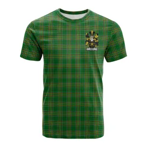 Best Irish Clan Tartan Cotton T-shirt with Coat of Arms