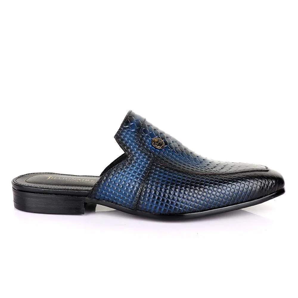 Billionaire Croc Mole Navy Blue Leather Half Shoe