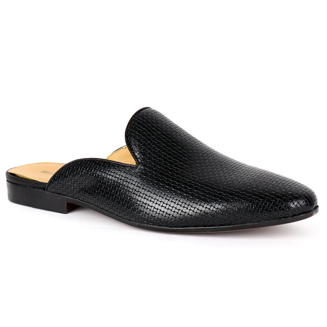 Billy Garrison Classic Woven Patterned Leather Men's Half Shoe- Black