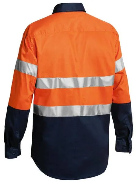 Bisley Taped Hi Vis Closed Front Drill Shirt - Long Sleeve-(BTC6456)