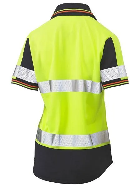 Bisley Womens Short Sleeve Taped Two Tone Hi Vis V-neck Polo (BKL1225T)