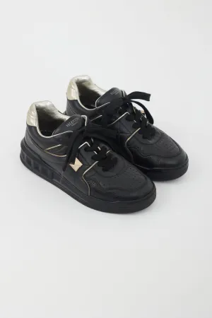 Black Leather Rockstud Sneaker