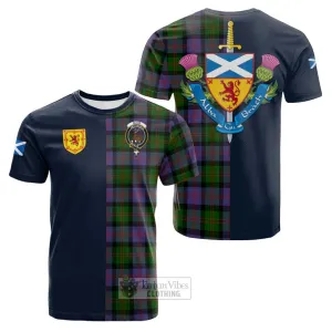 Blair Modern Tartan Cotton T-shirt Alba with Scottish Lion Royal Arm Half Style