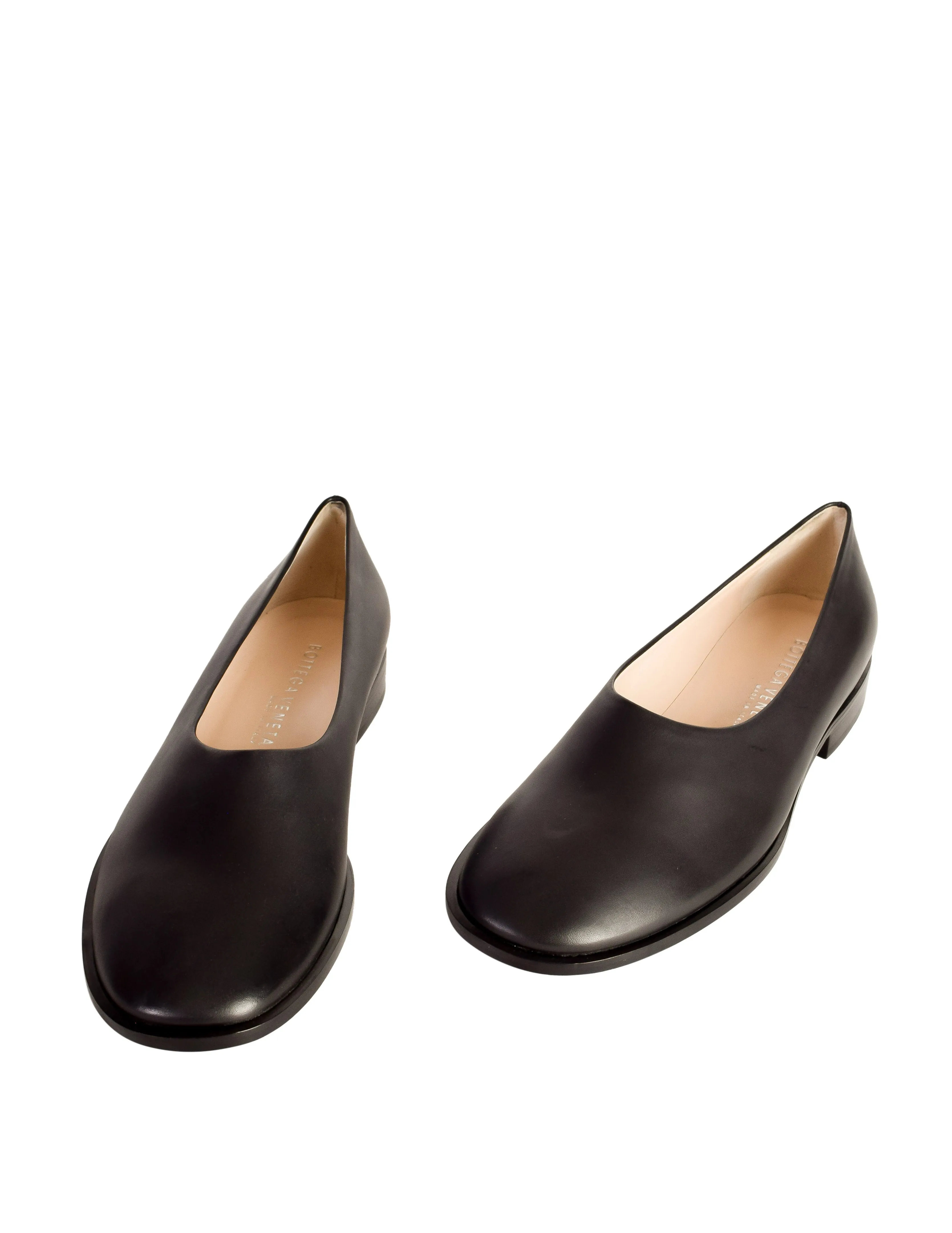 Bottega Veneta Vintage Black Leather High Cut Slip On Flats Shoes