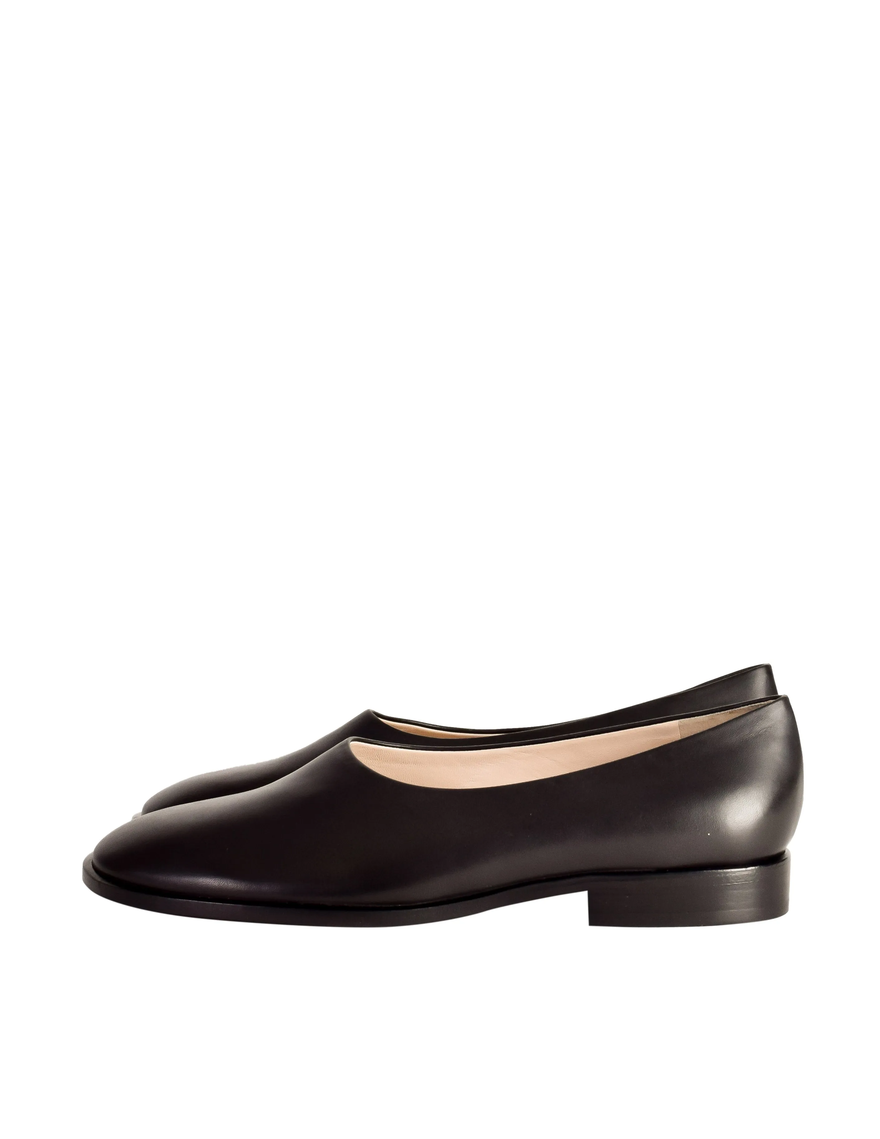 Bottega Veneta Vintage Black Leather High Cut Slip On Flats Shoes