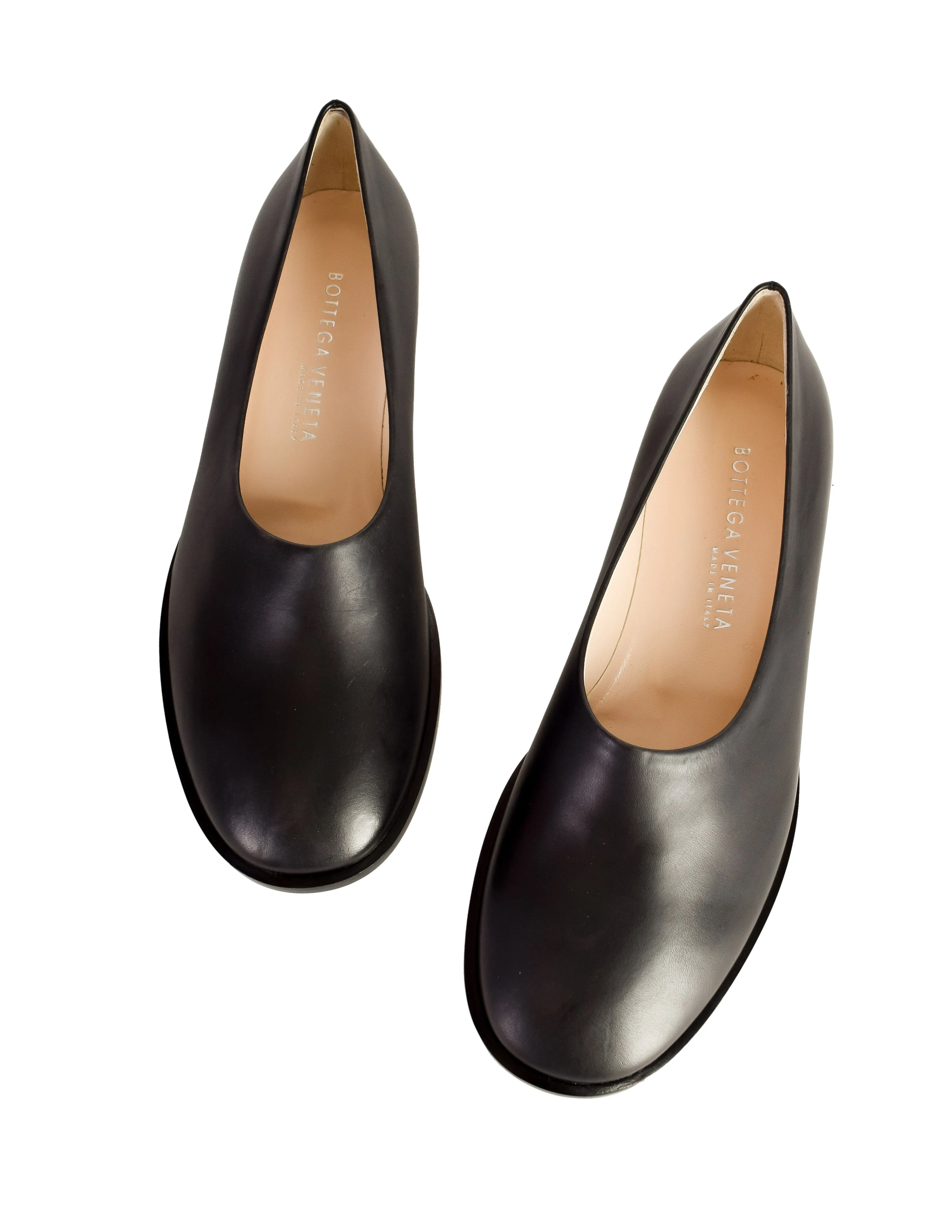 Bottega Veneta Vintage Black Leather High Cut Slip On Flats Shoes