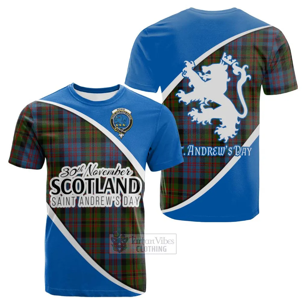 Bowie Family Crest Tartan Cotton T-shirt Celebrate Saint Andrew's Day in Style