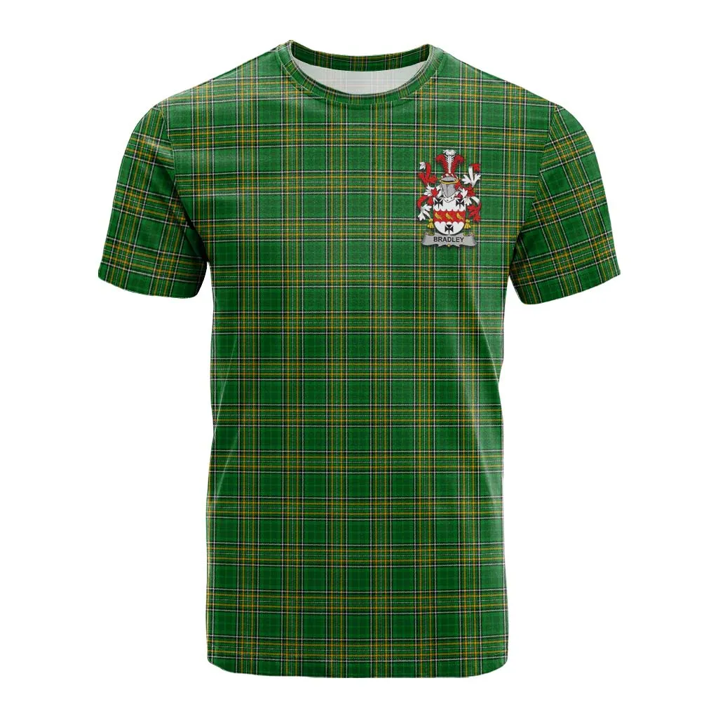 Bradley Irish Clan Tartan Cotton T-shirt with Coat of Arms