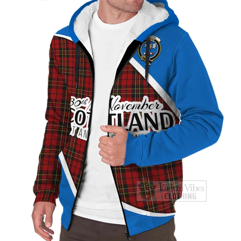 Brodie Family Crest Tartan Sherpa Hoodie Celebrate Saint Andrew's Day in Style