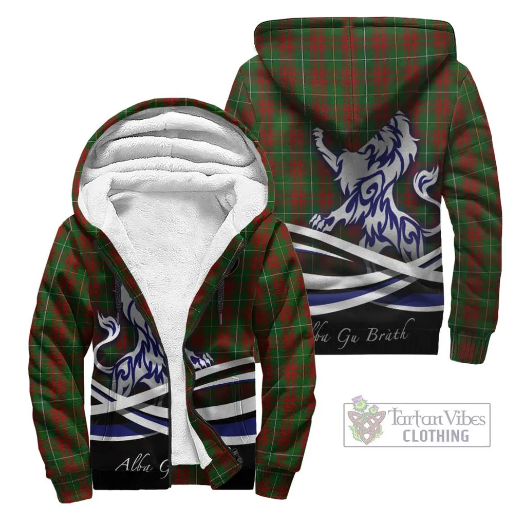 Bruce Hunting Tartan Sherpa Hoodie with Alba Gu Brath Regal Lion Emblem