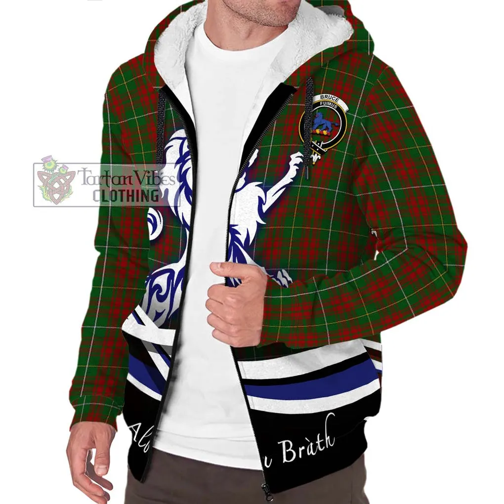 Bruce Hunting Tartan Sherpa Hoodie with Alba Gu Brath Regal Lion Emblem