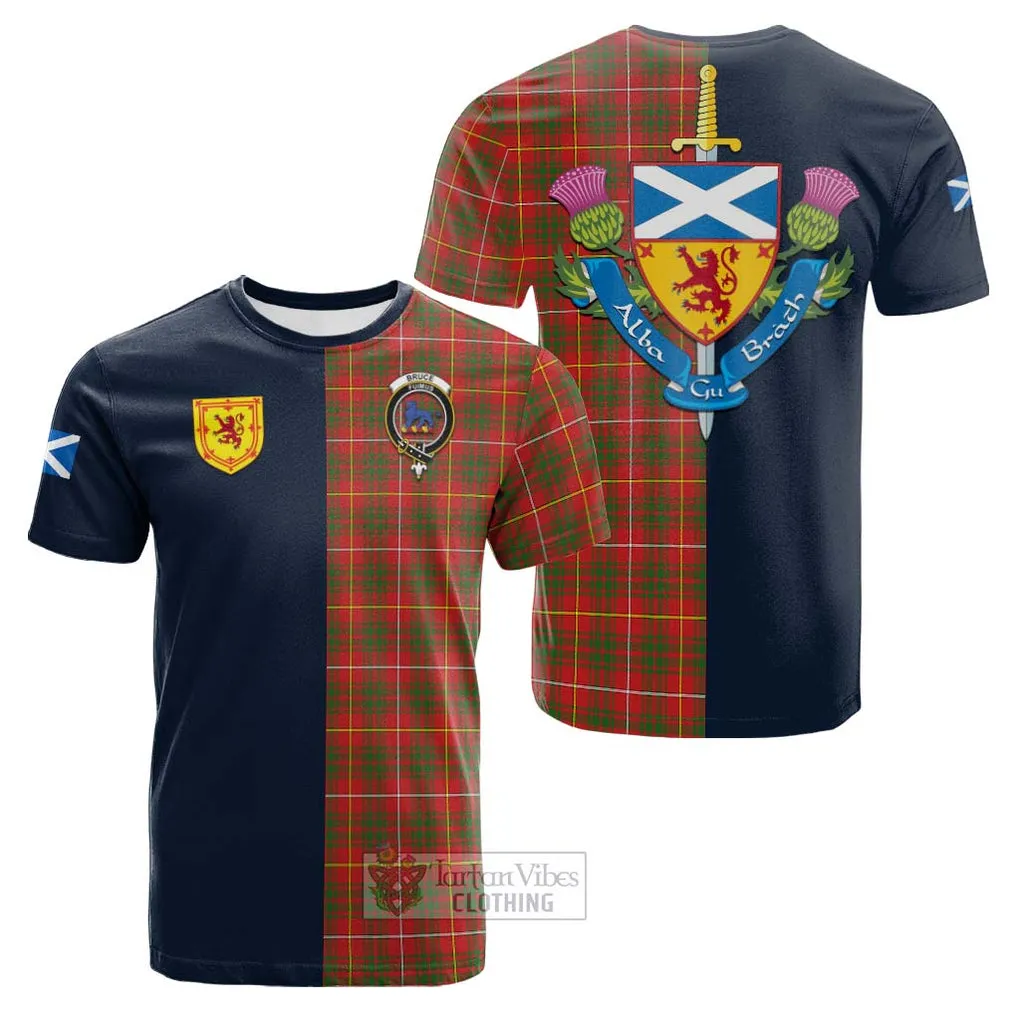 Bruce Modern Tartan Cotton T-shirt Alba with Scottish Lion Royal Arm Half Style